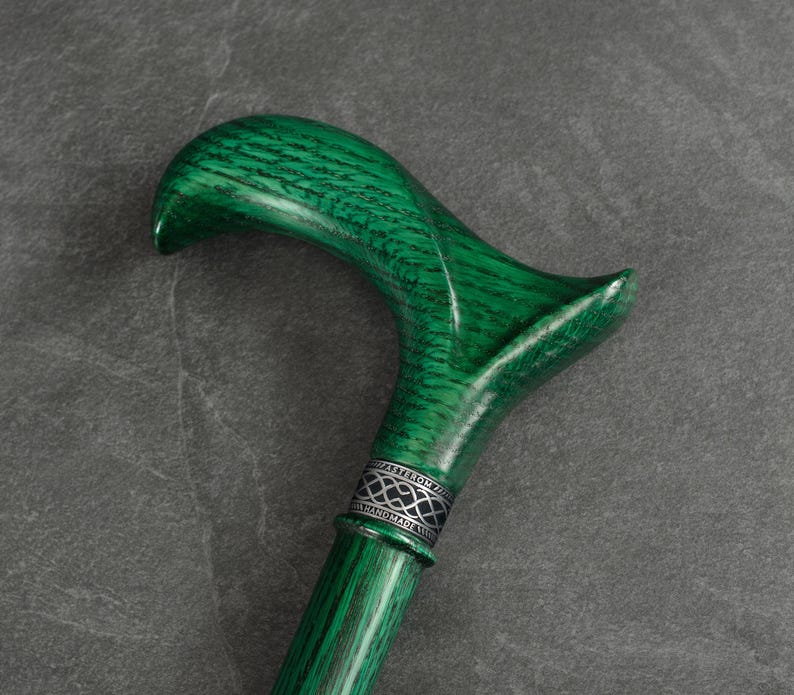 Irish Green Oak Walking Cane – Handcrafted Ergonomic Walking Stick image 1