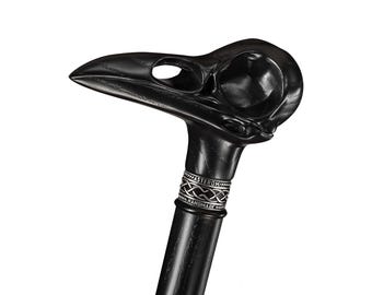 Custom Plague Doctor Cane, Handmade Walking Cane, Skull Cane, Raven Cane, Walking Stick, Gothic Walking Canes for Men and Women, Wooden Cane