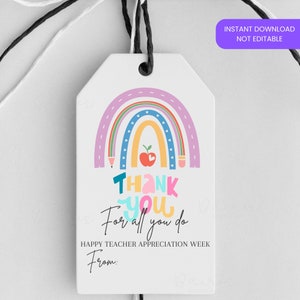 Teacher Appreciation Label. Printable Gift Tags for Teacher ...
