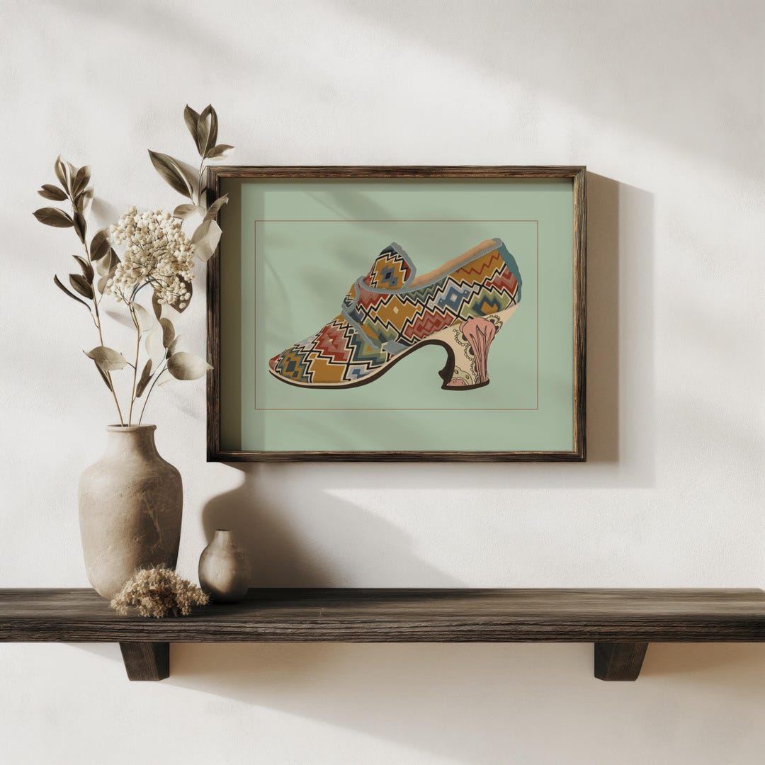 18th Century Ladies Latchet Shoe Wall Art, Historical Woman's Shoe ...