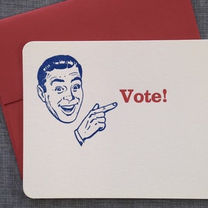 Letterpress Card and Envelope - Vote! - Single Flat Letterpress Card