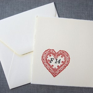 Letterpress Valentine and Envelope - F 14 - Valentine's Day Revolution - Single Flat Letterpress Card