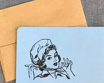 Letterpress Greeting Card and Envelope - Chef's Kiss - Damn, That's Good! - Single Flat Letterpress Card