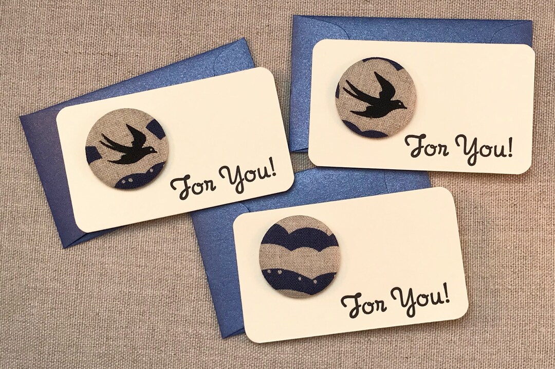 Mini Letterpress Button Cards and Envelopes Set of Six Letterpress Cards Gift Enclosure Cards