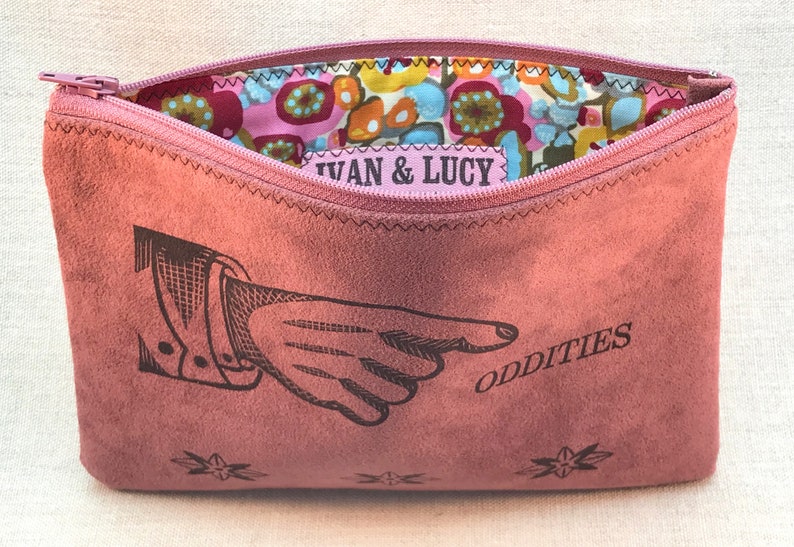 Printed Ultrasuede Pencil Case Plum Mauve Oddities image 3