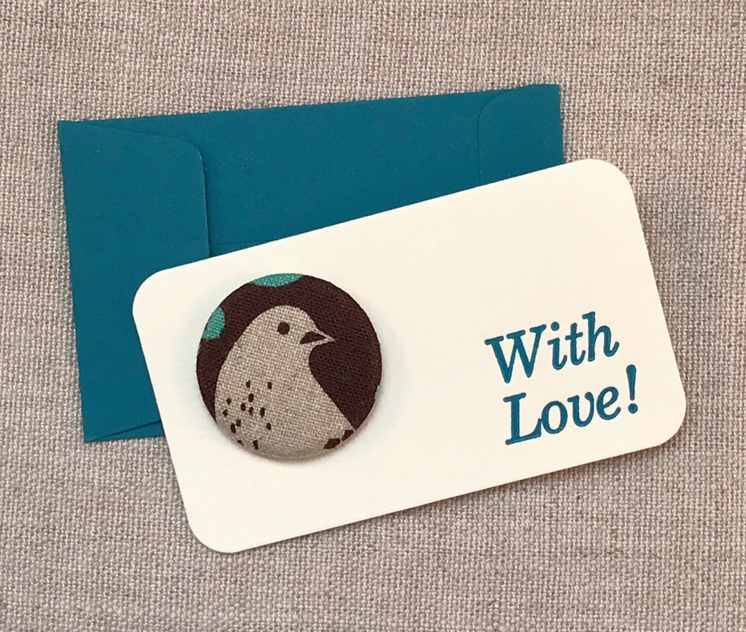 Mini Letterpress Button Cards and Envelopes Set of Six Letterpress Cards Gift Enclosure Cards