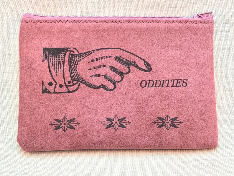 Printed Ultrasuede Pencil Case Plum Mauve Oddities image 1