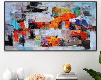 Multicolour Colorful Vibrant modern artwork bright vivid multicolor funky wall art