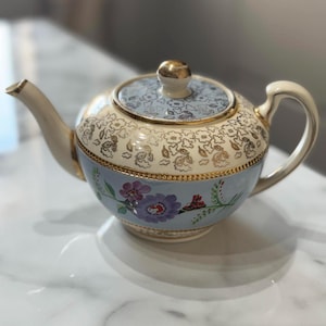 Vintage Lingard Floral Teapot English Porcelain Collectible Tea Party Decor