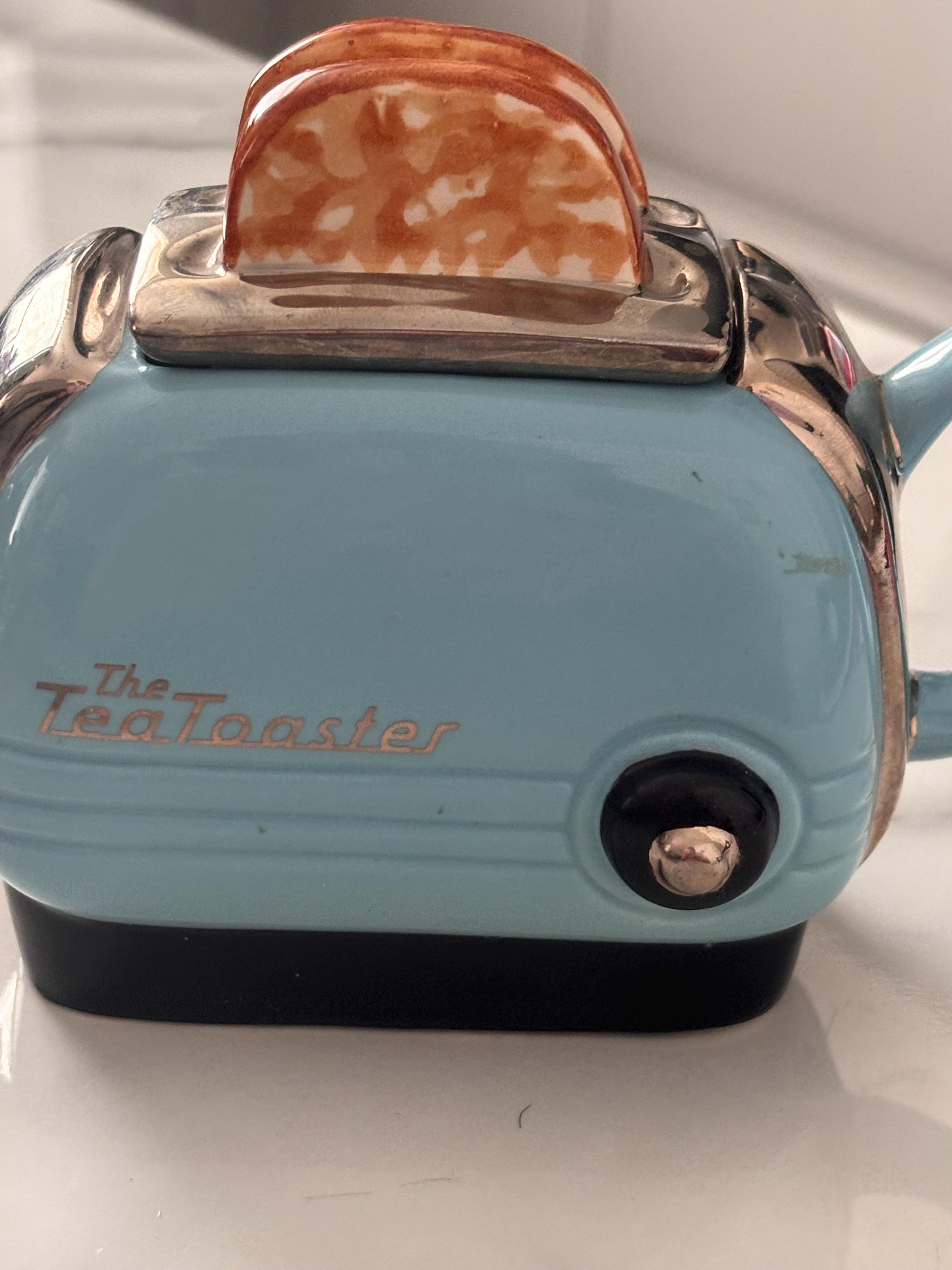 Vintage Swineside Teapottery Tea Toaster Teapot, Blue Retro