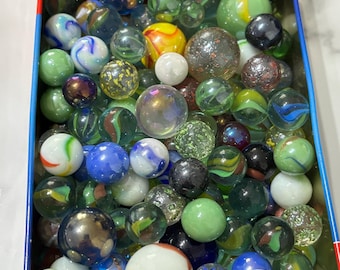 Vintage Marbles Pack of 10 Random Picked Glass Marbles Colourul Marbles Vintage Game Arts Crafts Collectors