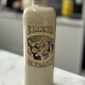 Vintage French Stone Apothecary Chemist Potion Jar Elixir De France Vintage Bottle