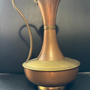 Vintage Brass Copper Pitcher Jug Vase