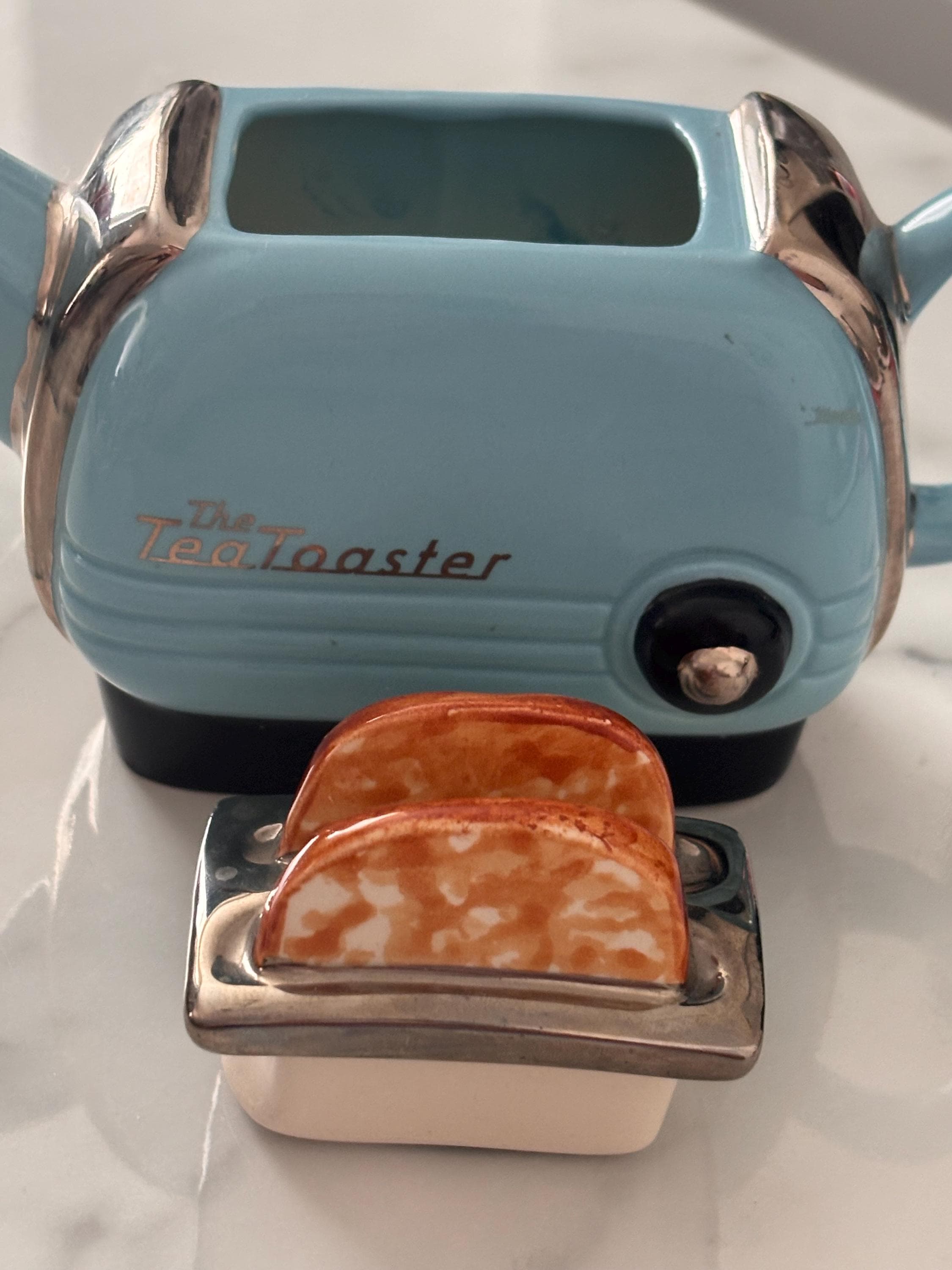 Swineside The Tea Toaster 英国製ティーポット Vintage Swineside Teapottery Tea Toaster Teapot, Blue Retro