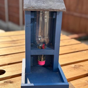 Handmade Wooden Bird Feeder from Reclaimed Wood & Wine Bottle Eco-Friendly