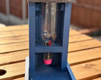 Handmade Wooden Bird Feeder from Reclaimed Wood & Wine Bottle Eco-Friendly