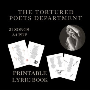 Taylor Swift The Torture Dichter Abteilung - Lyric Buch | Instant Download Printable für Swifties
