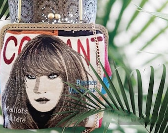 Stofa  Fabric /Kiss Clasp purse/bag -Metal Frame /shoulder bag/handbag