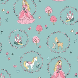 PRETTY PRINCESS/ cotton fabric/patchwork/quilting/sewing crafting-Fabric sold by 1/2 meter/ Kid&#39;s fabric