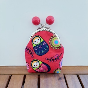 Kiss Clasp Purse /Metal frame /Kisslock fabric wallet /handmade gift idea /woman gift