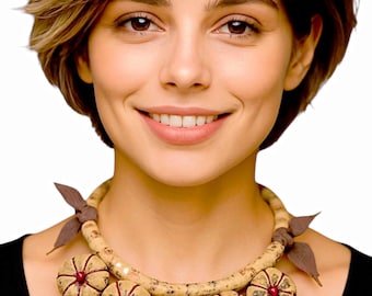 Boho Statement Necklace, Handmade Cotton Textile Jewelry