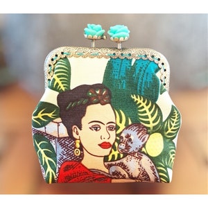 Kiss Clasp Purse /Metal frame /Kisslock fabric wallet /handmade gift idea /woman gift