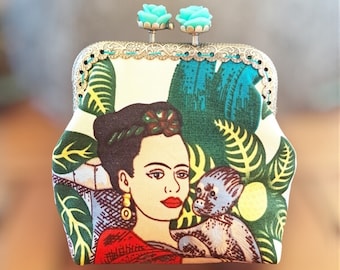 Kiss Clasp Monedero /Marco de metal /Cartera de tela Kisslock /idea de regalo hecha a mano /regalo de mujer