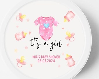 Babypartybevorzugungen, es ist ein Mädchenbevorzugung, personalisierte Kerzenbevorzugung, Massen-Babypartybevorzugung, Kerzenbevorzugung, Mädchenparty, Mädchenbevorzugung, rosa Bevorzugung