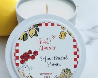 Brautduschenbevorzugungen, das ist Amore Brautduschenbevorzugung, personalisierte Kerze Favor, Massen-Brautduschenbevorzugungen, italienische Themen-Brautdusche
