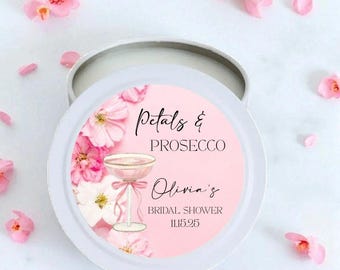 Bridal Shower Favors, Petals & Prosecco Bridal Shower Favors, Personalized Candle Favors, Bulk Bridal Shower Favors, Bridal Shower Brunch