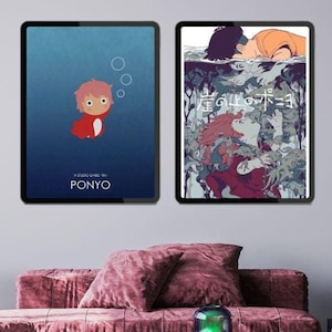 Póster original de Ponyo, póster de anime para pared, póster romántico de Studio Ghibli, póster vintage de Hayao Miyazaki japonés, póster de PONYO