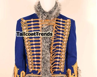 TailcoatTrends Military Men's Hussar Jacket Coat: Napoleonic Military General Officers Tunic Coat