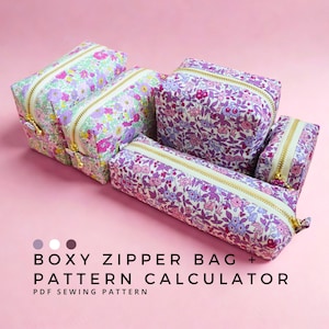 Boxy Zipper Pouch PDF Pattern mit Custom Size Taschenrechner | Einfacher Kosmetiktasche Nähprojekt + Video Tutorial