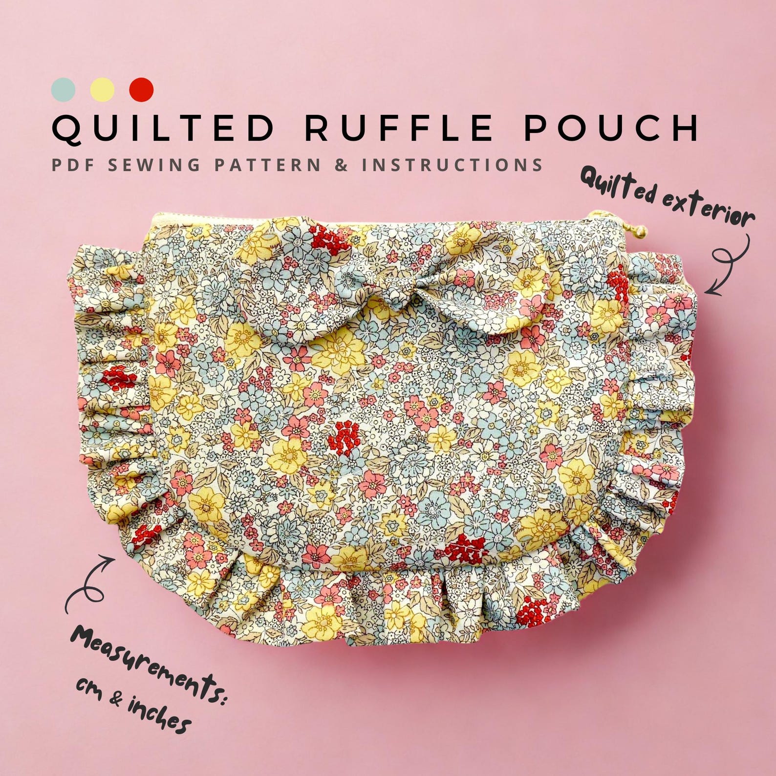 Serger Ruffle Pouch Pattern Quilted Ruffle Pouch Sewing Pattern, Coquette Bow Cosmetic Bag Tutorial ...