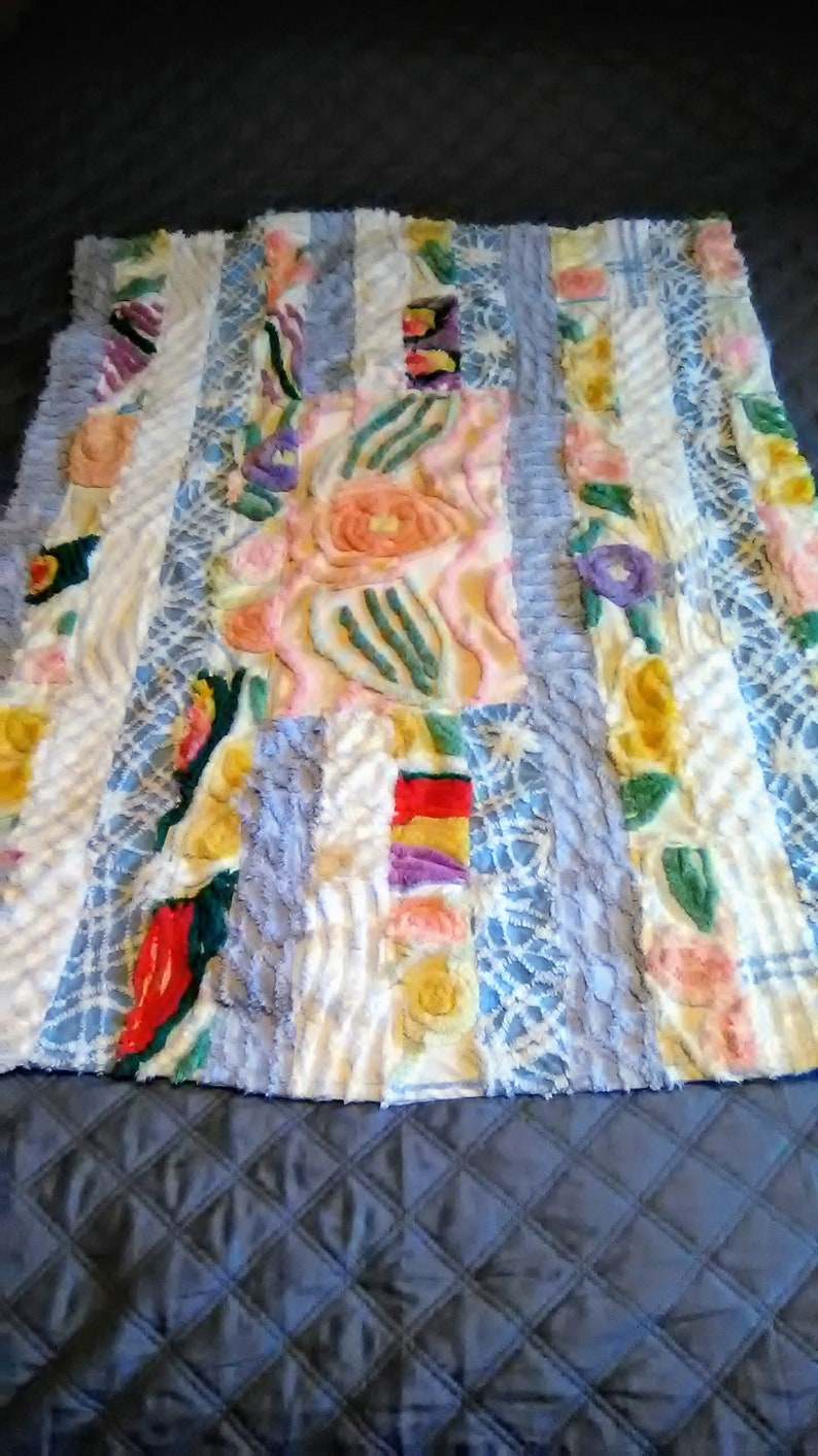 Handmade Chenille Quilt Vintage Flowers Cotton Baby Blanket Etsy