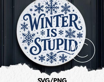 winter is stupid funny door sign svg / png, winter porch sign svg, front door svg, freezing svg, cut files