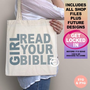 chica lee tu biblia svg, Christian svg, archivo de corte cristiano, diseños de camisas cristianas, camiseta svg, Jesús svg, signo motivacional svg, clipart