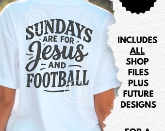 Sundays are for Jesus and Football PNG: T-Shirt Design (Digital Download)