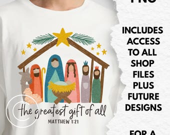 the greatest gift of all christian christmas shirt png, baby Jesus manger png, christian holiday tshirt designs, sublimation files