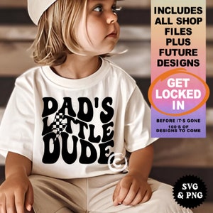 Dad's little dude svg, jongens retro svg, jongens shirt svg, jongens tshirt ontwerpen, geruite bliksemschicht svg, golvend lettertype svg gesneden bestanden, png-bestand