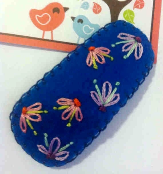 Items similar to Hand Embroidered Holland Wool Felt Hair Clip on Etsy