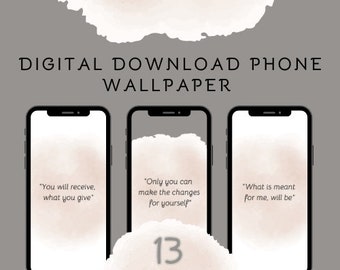 Digital Download Phone Motivational Wallpaper Pack Simple Pink Grey White 13 Photo Shuffle Self Development