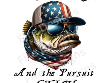 Patriotic Bass Clipart: USA Flag, Fishing Design (PNG, 300 DPI)