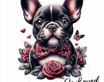 French Bulldog PNG| Sublimation T shirt download| French bulldog with flowers clipart| 300 dpi| DTF| Laser engraving| Transparent background