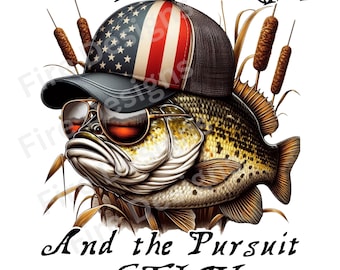 Patriotic Bass Clipart: USA Flag Hat, Fishing Design (PNG, 300 DPI)