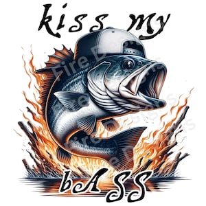 Funny Bass Fishing PNG| Bass Sublimation T Shirt download| 300 dpi| Transparent Background| Bass Clipart| Large Bass DTF| Laser Engraving
