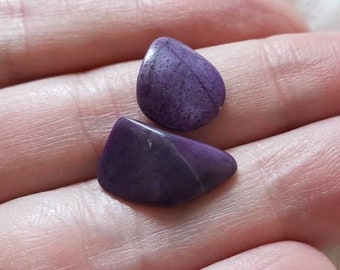 2 Pieces Sugilite Stones, Cabochon Wire wrap, Jewelry making, Pendant or Necklace Rare, Purple, Richterite