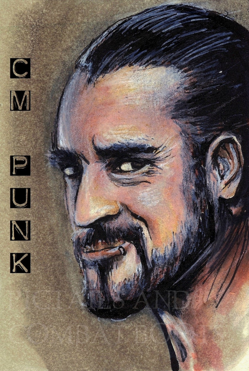 CM Punk Copic Marker Drawing Art Print WWE Wrestling 11.7 X Etsy