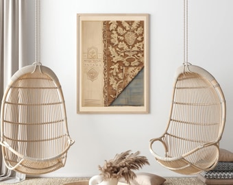 Vintage Floral Tapestry Print: Elegant Antique Textile Art (Digital Download)