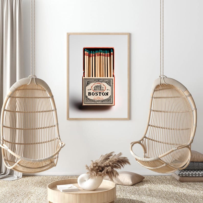 Boston Matchbox Vintage Art Print: Custom Matchbook Design (digital ...